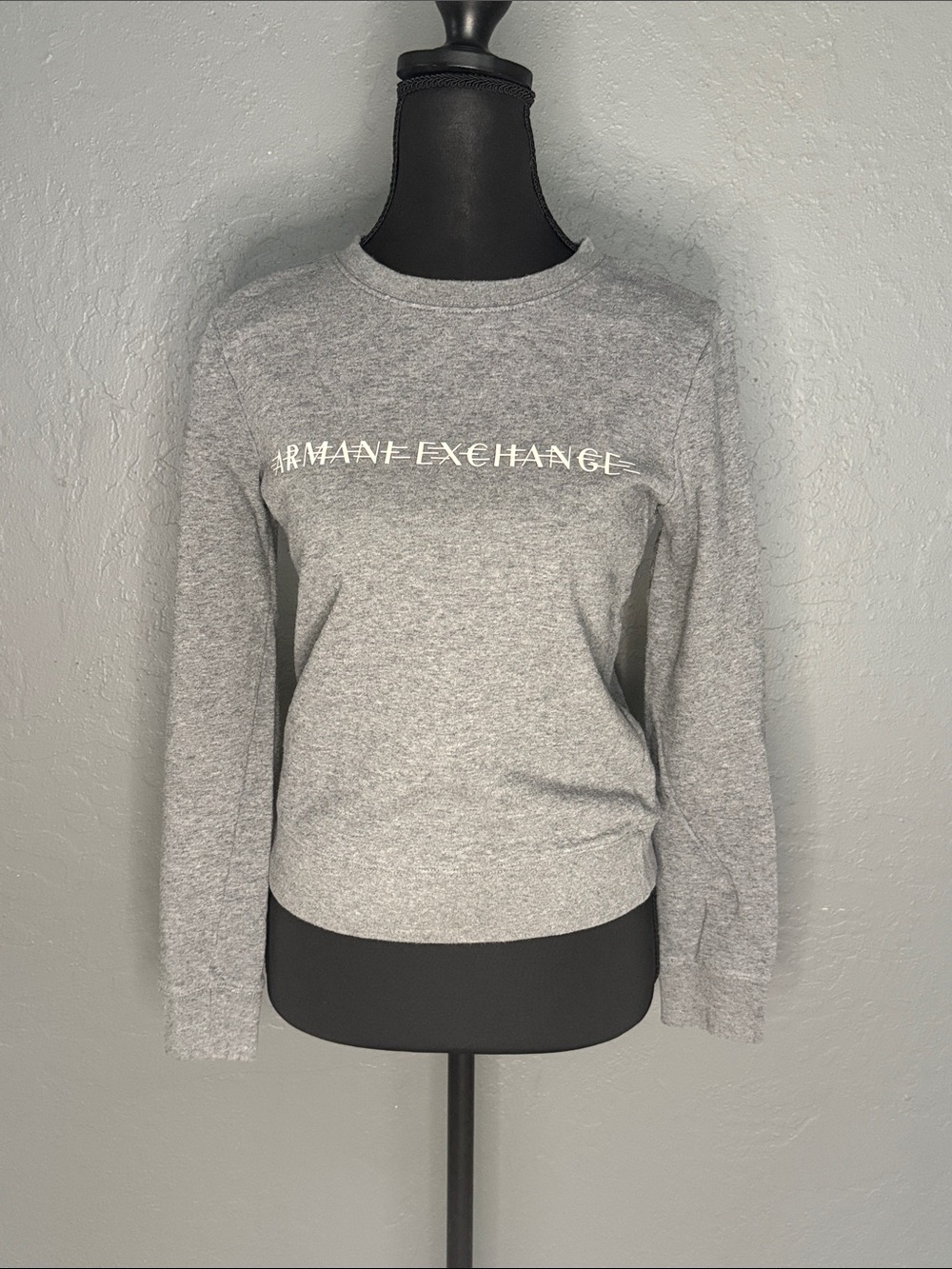 Armani Exchange Light Gray Logo Pullover Sweatshirt